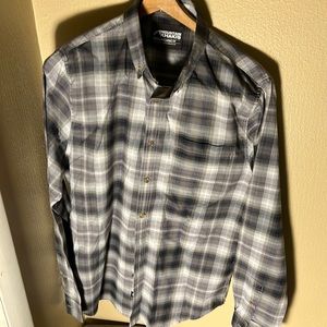 Mountain Khakis Men’s LS Woven Plaid Button Down Shirt Color Gray/Black Size Med